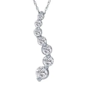 1 1/2ct Real Diamond Journey Pendant 14K White Gold New