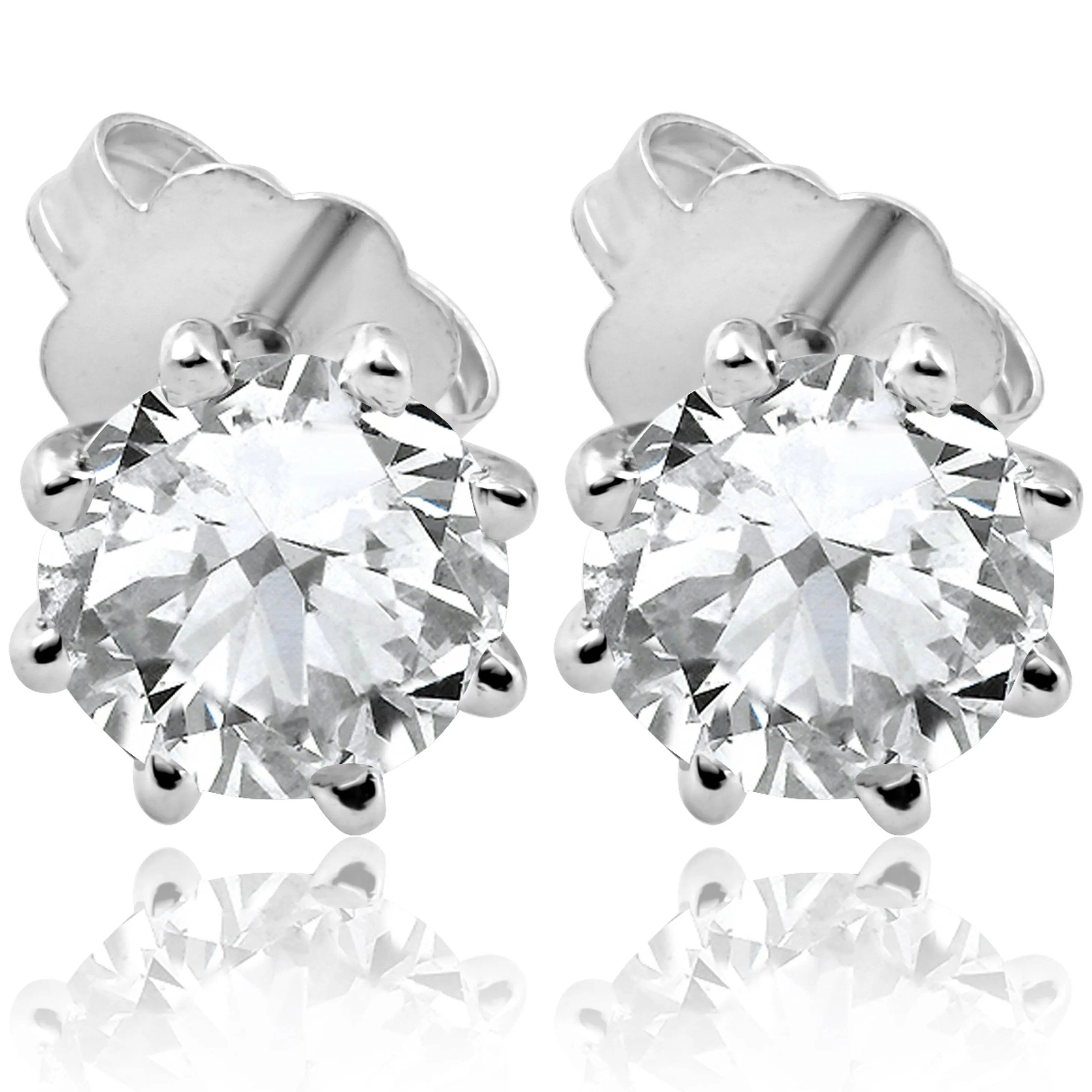 1 1/4 ct Solitaire Diamond Stud 8 Prong Earrings 14K White Gold Enhanced