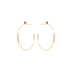 14k Medium Prong Ruby Hoops