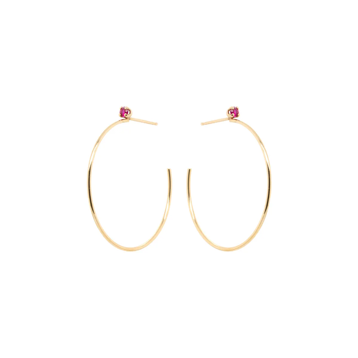 14k Medium Prong Ruby Hoops