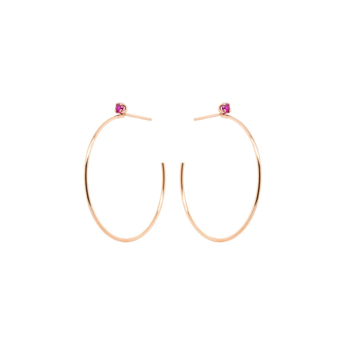 14k Medium Prong Ruby Hoops