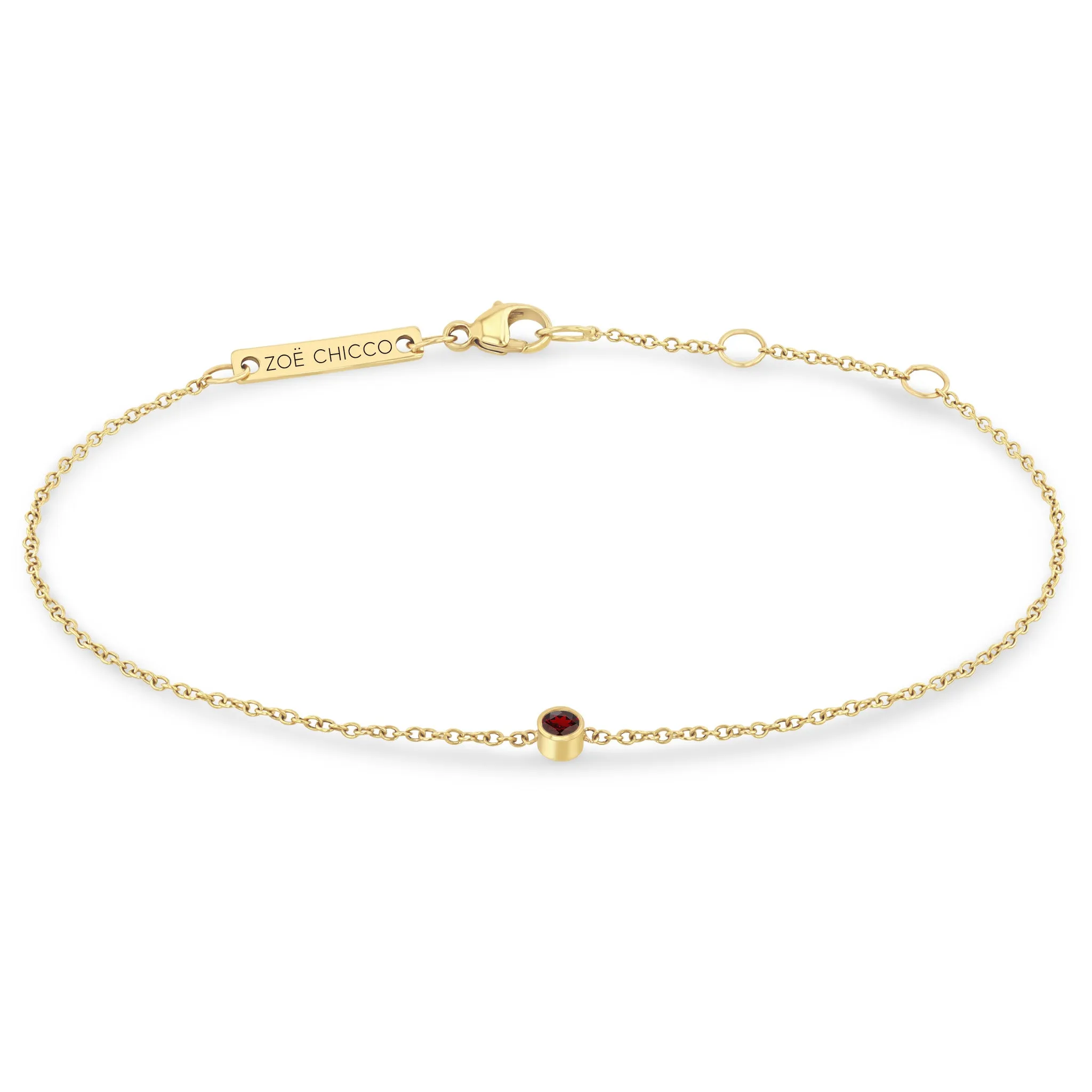 14k Single Garnet Bezel Bracelet | January Birthstone