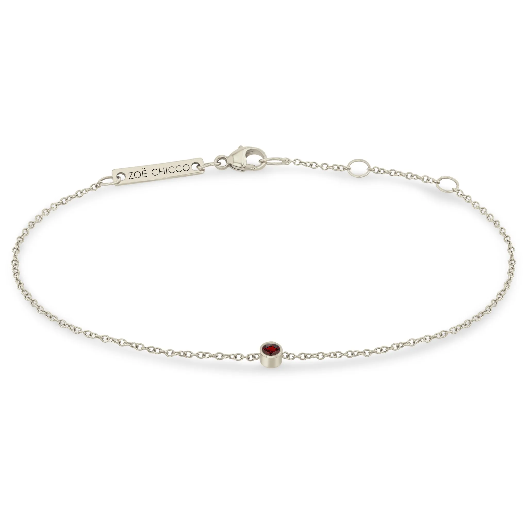 14k Single Garnet Bezel Bracelet | January Birthstone