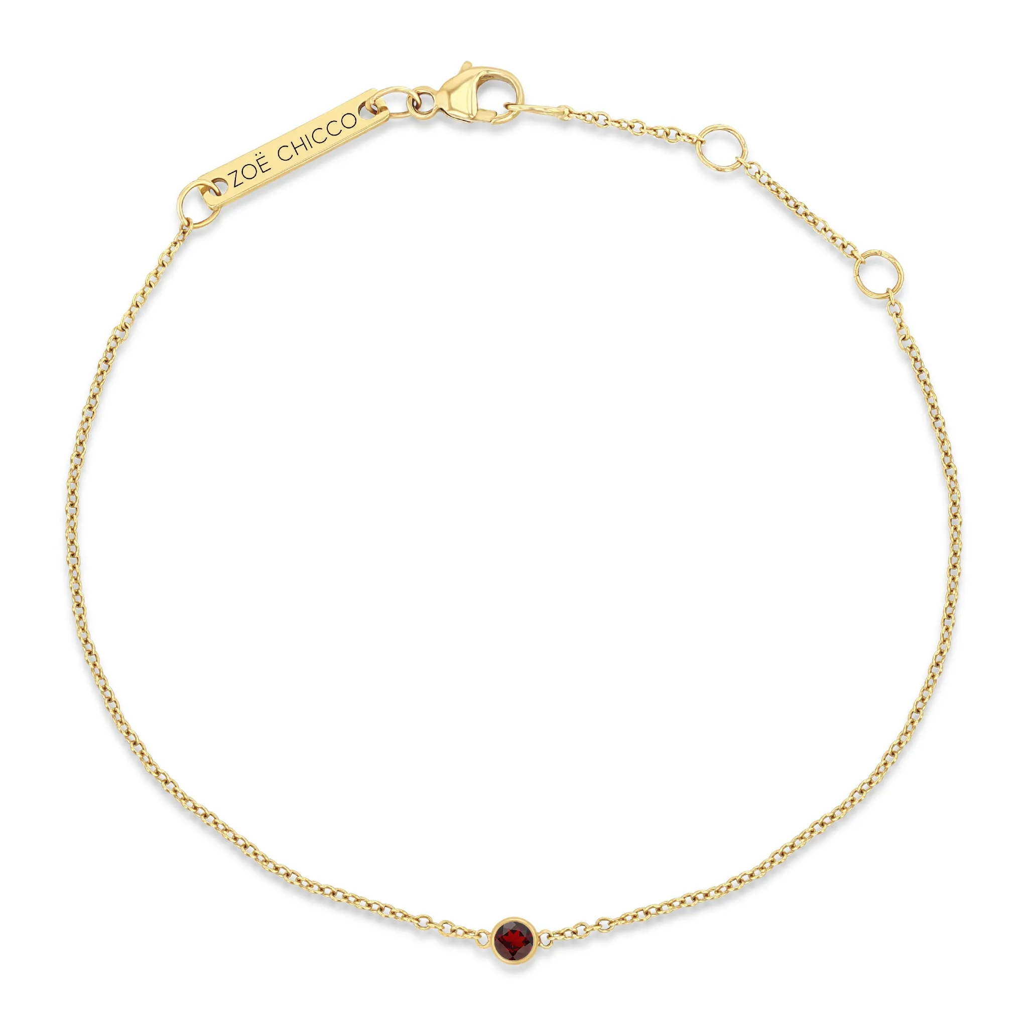 14k Single Garnet Bezel Bracelet | January Birthstone