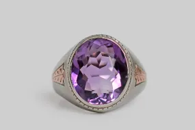 1940s Amethyst Spearheads Ring in Two Tone 10k Gold