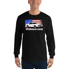 1969 Camaro 1st Gen American Flag Design Long Sleeve T-Shirt