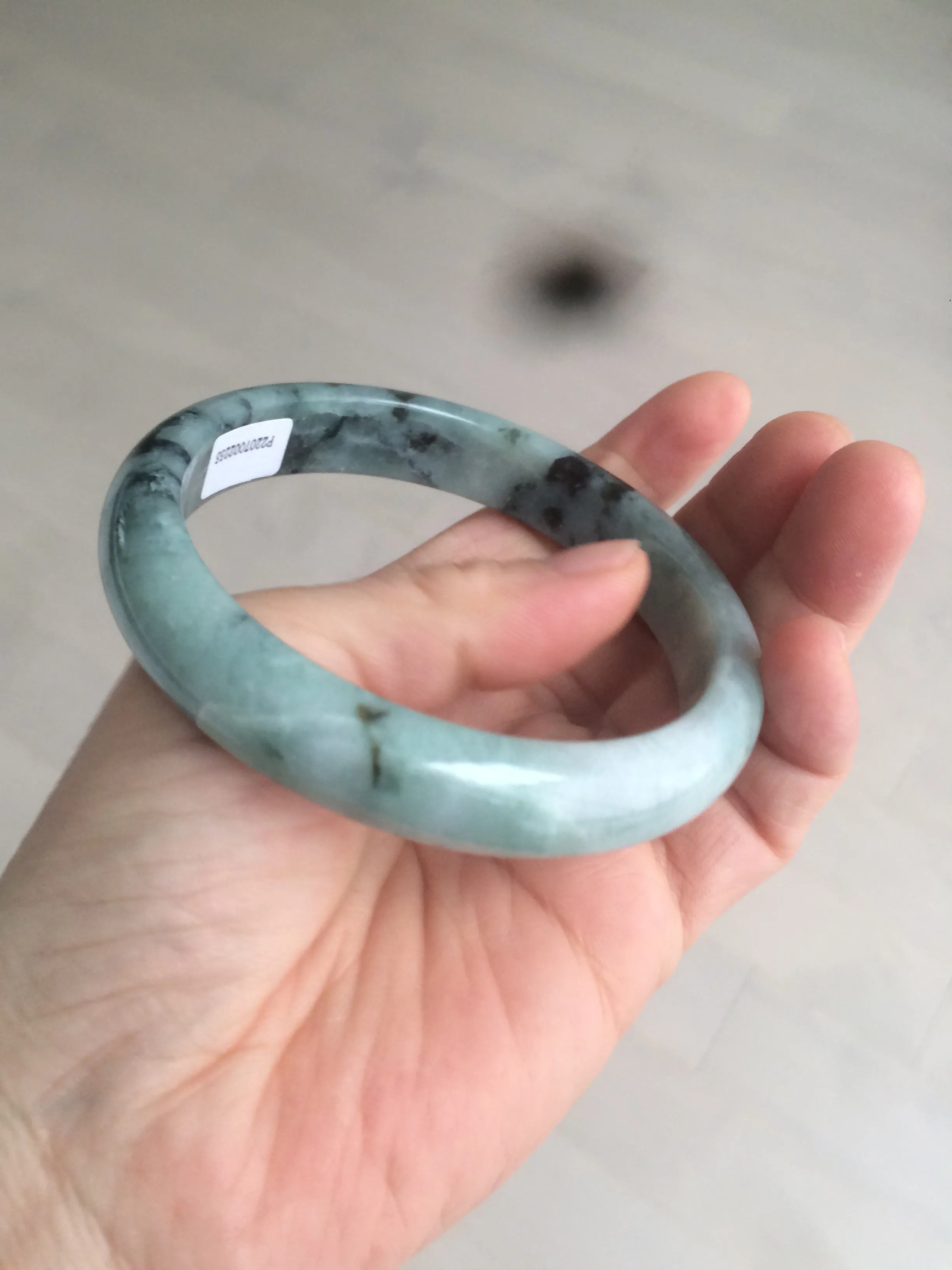 61.8 mm certified type A 100% Natural dark green Jadeite Jade bangle AR62-2255