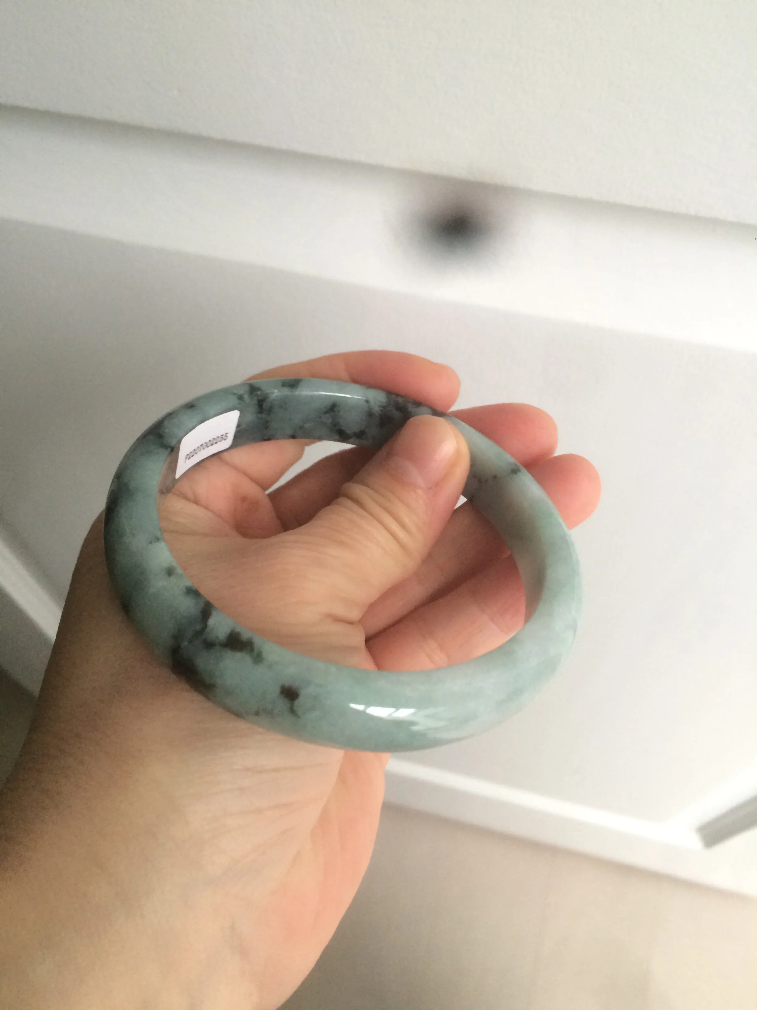 61.8 mm certified type A 100% Natural dark green Jadeite Jade bangle AR62-2255