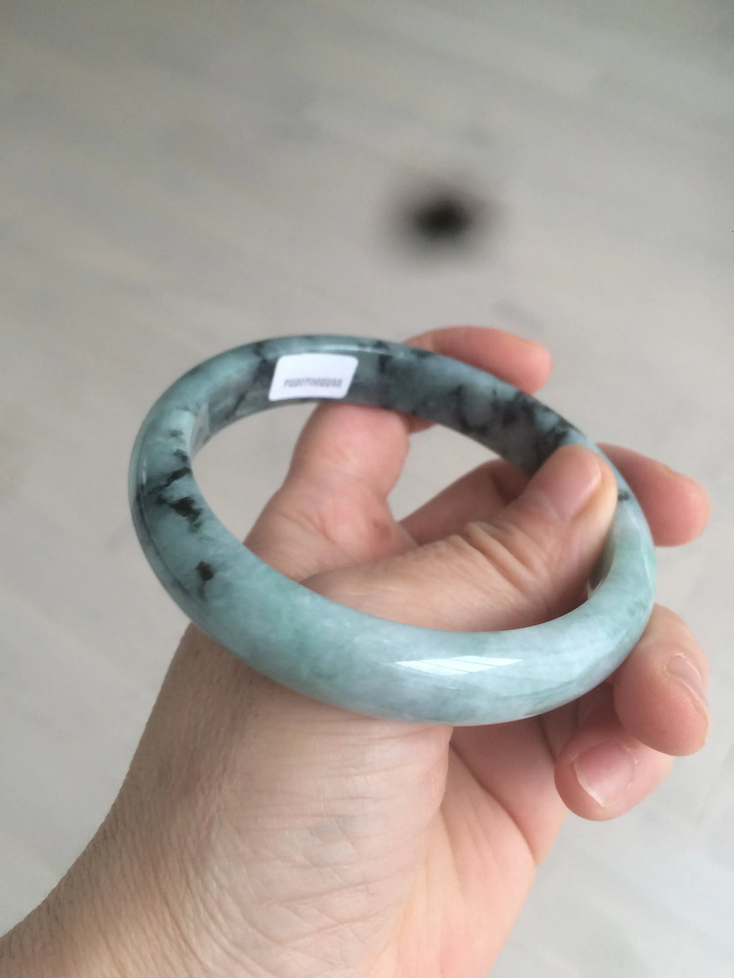 61.8 mm certified type A 100% Natural dark green Jadeite Jade bangle AR62-2255