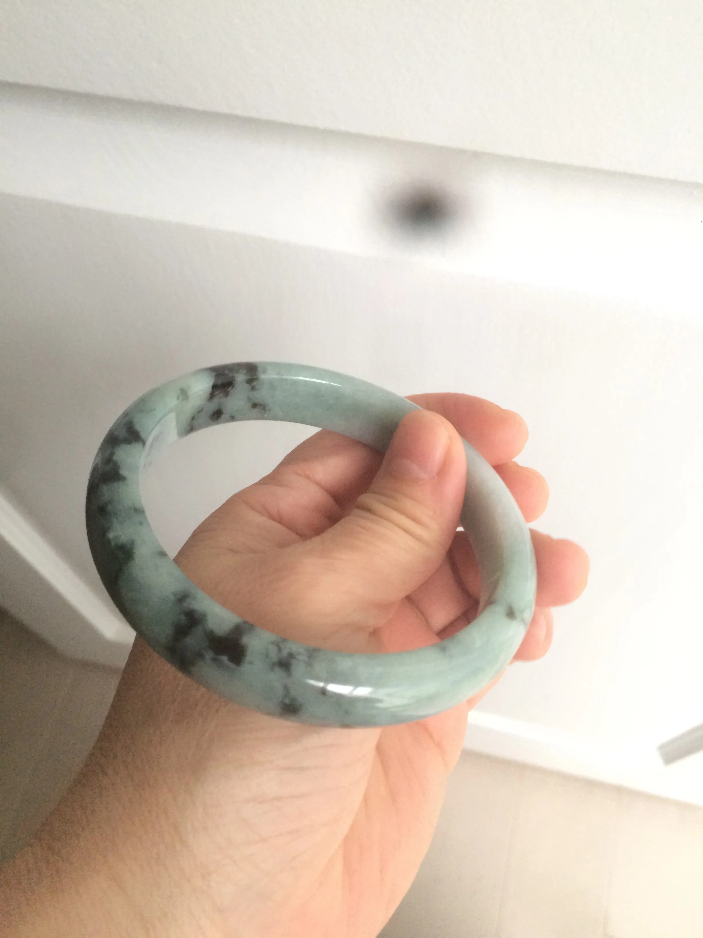 61.8 mm certified type A 100% Natural dark green Jadeite Jade bangle AR62-2255