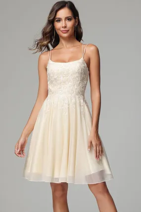 A-line Spaghetti Straps Short Homecoming Dress with Appliques