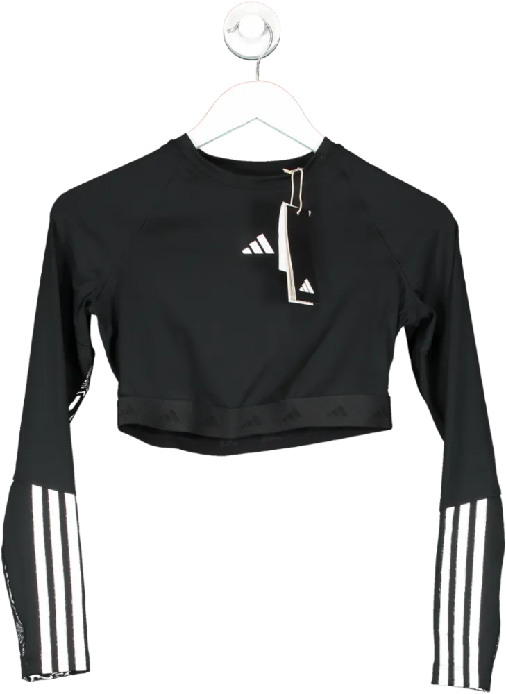 adidas Black Hyglm Cr Ls Top UK S