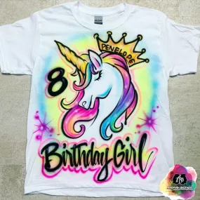 Airbrush Unicorn Birthday Shirt Design