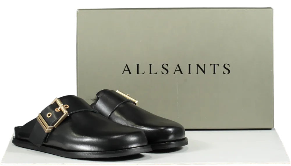 All Saints Black Venus Shearling Mules UK 5 EU 38 👠