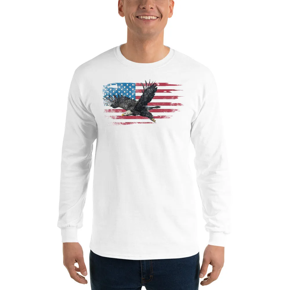 American Flag Bald Eagle Long Sleeve Shirt