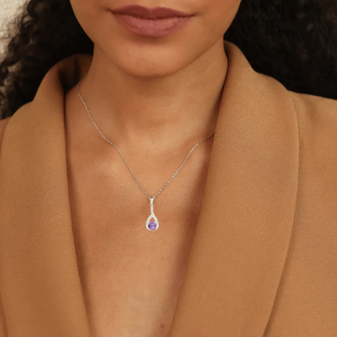 Amethyst Round Pendant Necklace