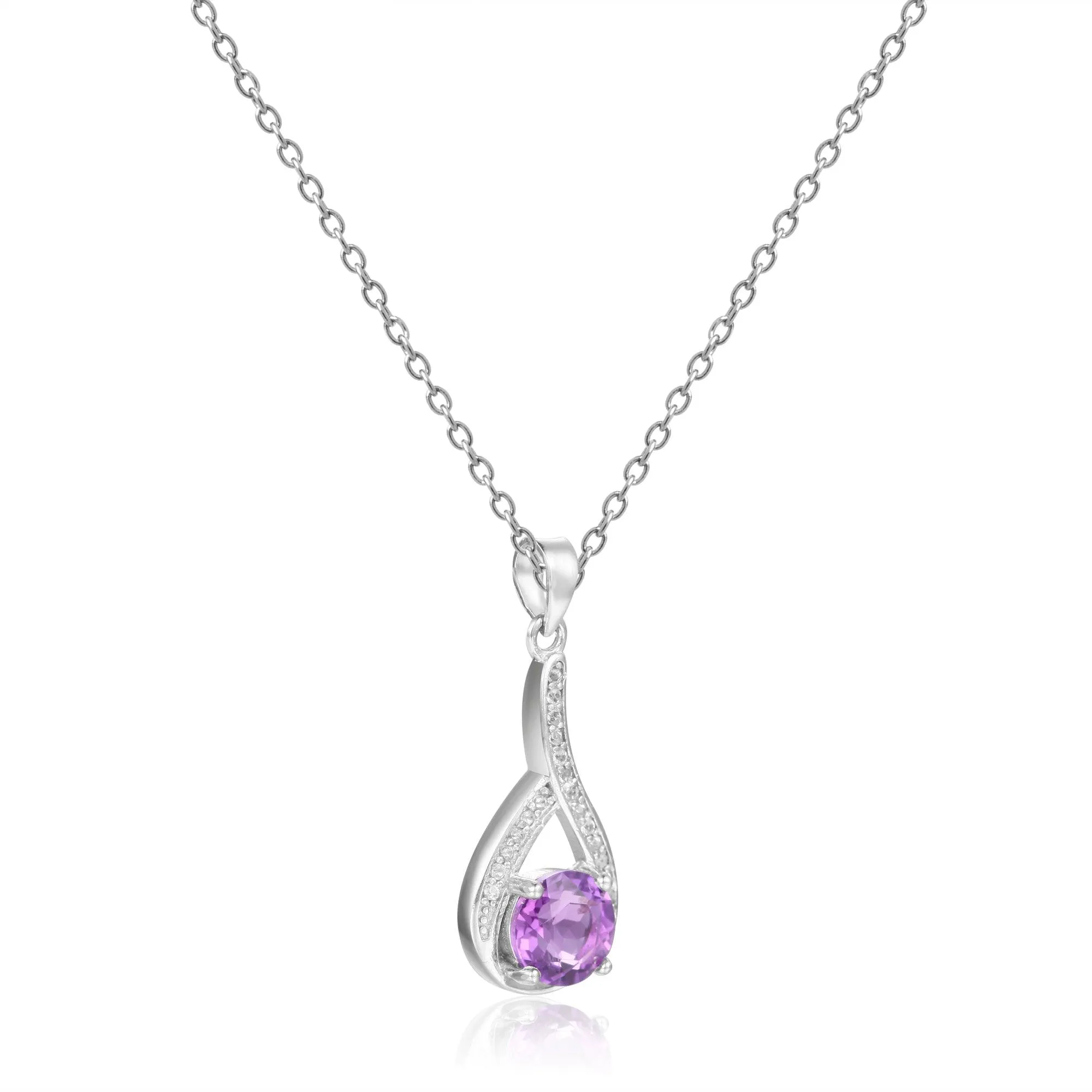 Amethyst Round Pendant Necklace