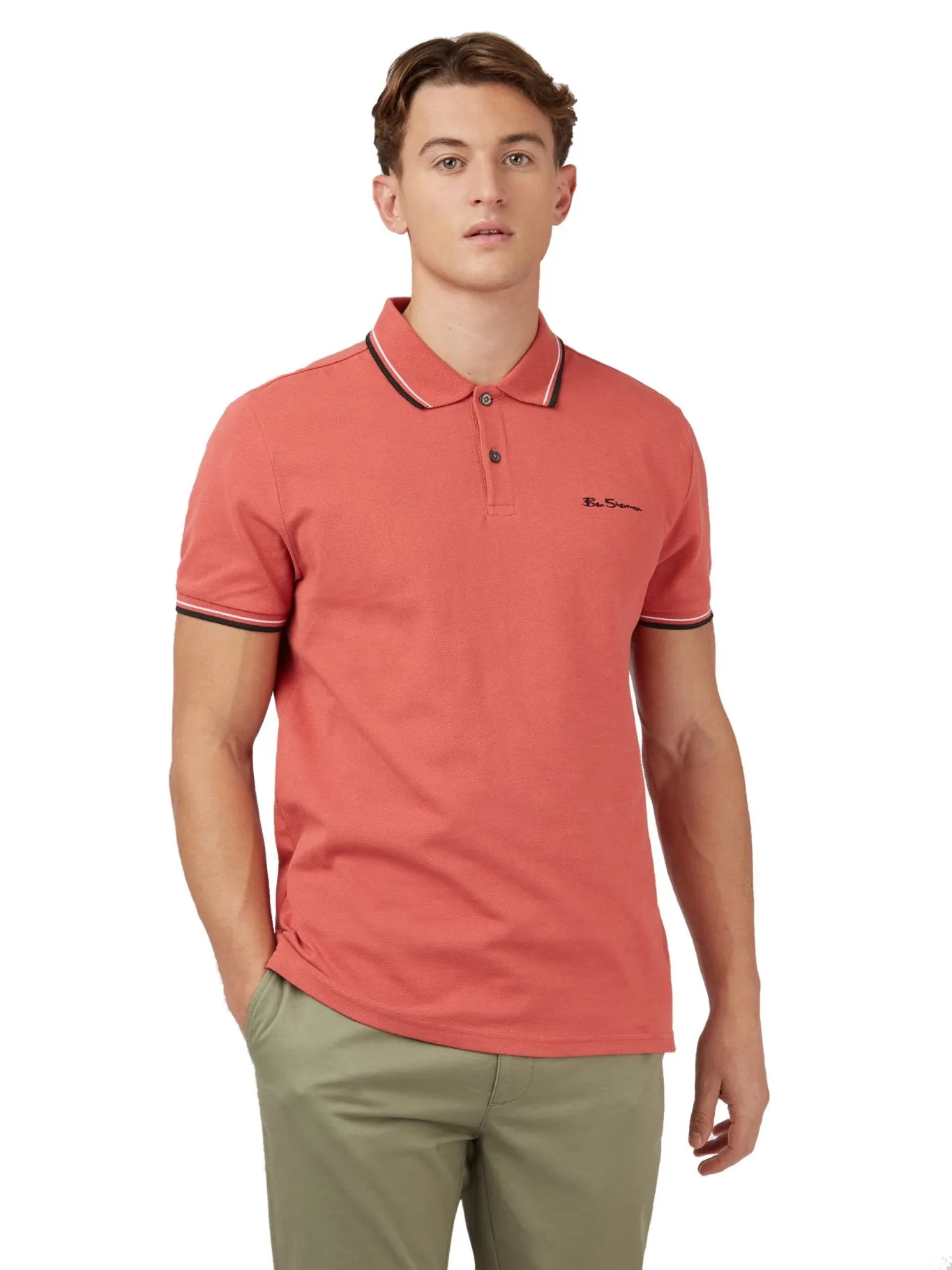 Ben Sherman Men's Signature Pique Polo T-Shirt, 100% Organic Cotton, Regular Fit