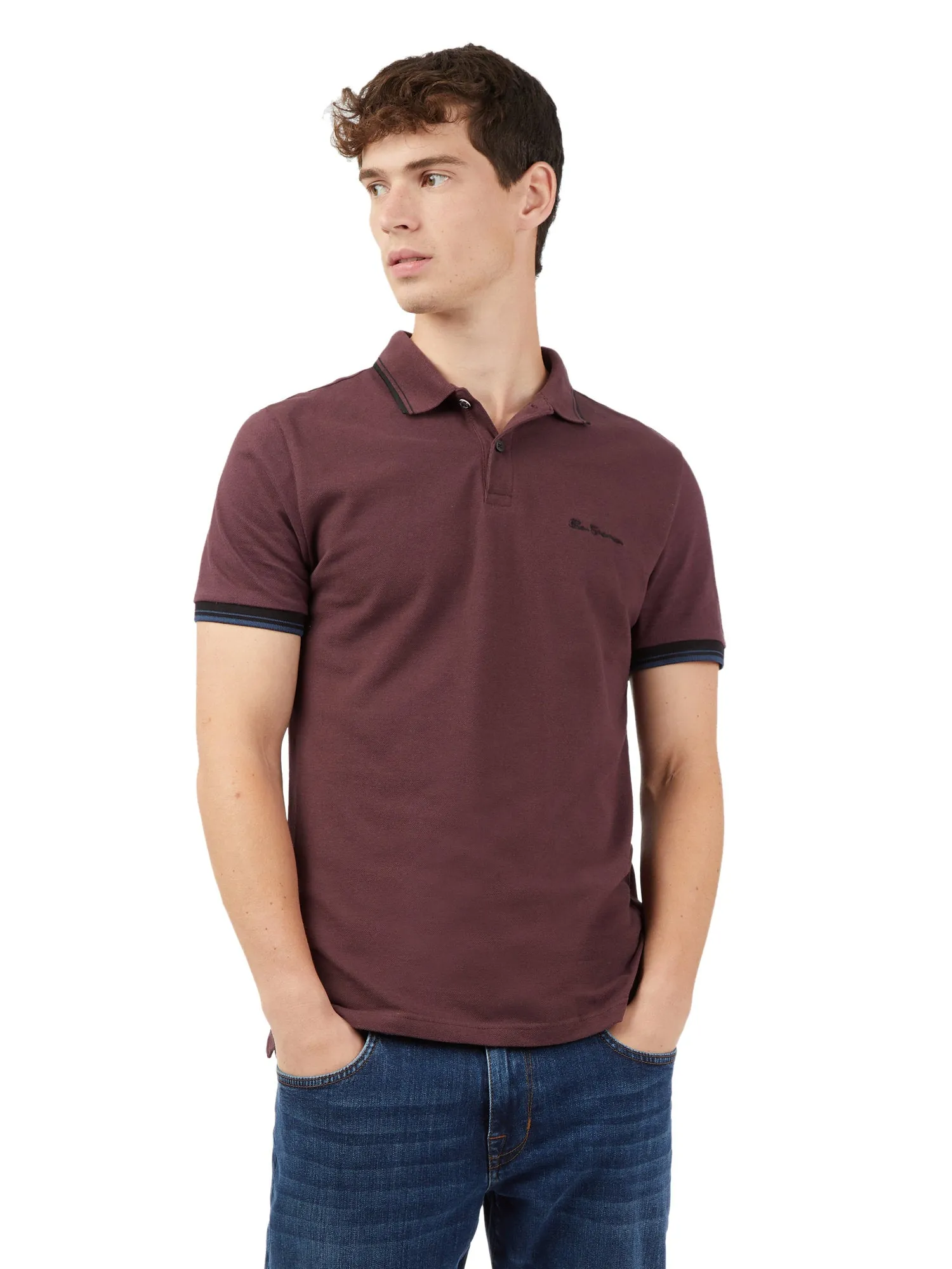 Ben Sherman Men's Signature Pique Polo T-Shirt, 100% Organic Cotton, Regular Fit