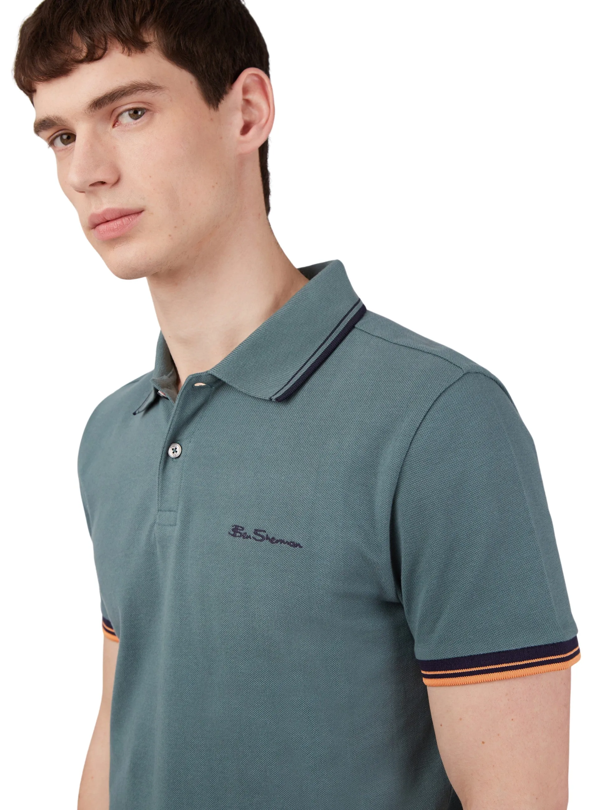 Ben Sherman Men's Signature Pique Polo T-Shirt, 100% Organic Cotton, Regular Fit