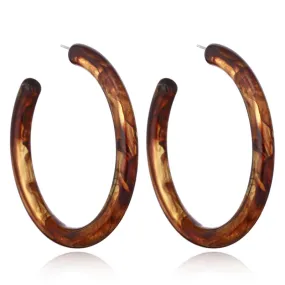 Big Brown Acrylic Acetic Hoop Earring -1 Color( Brown )