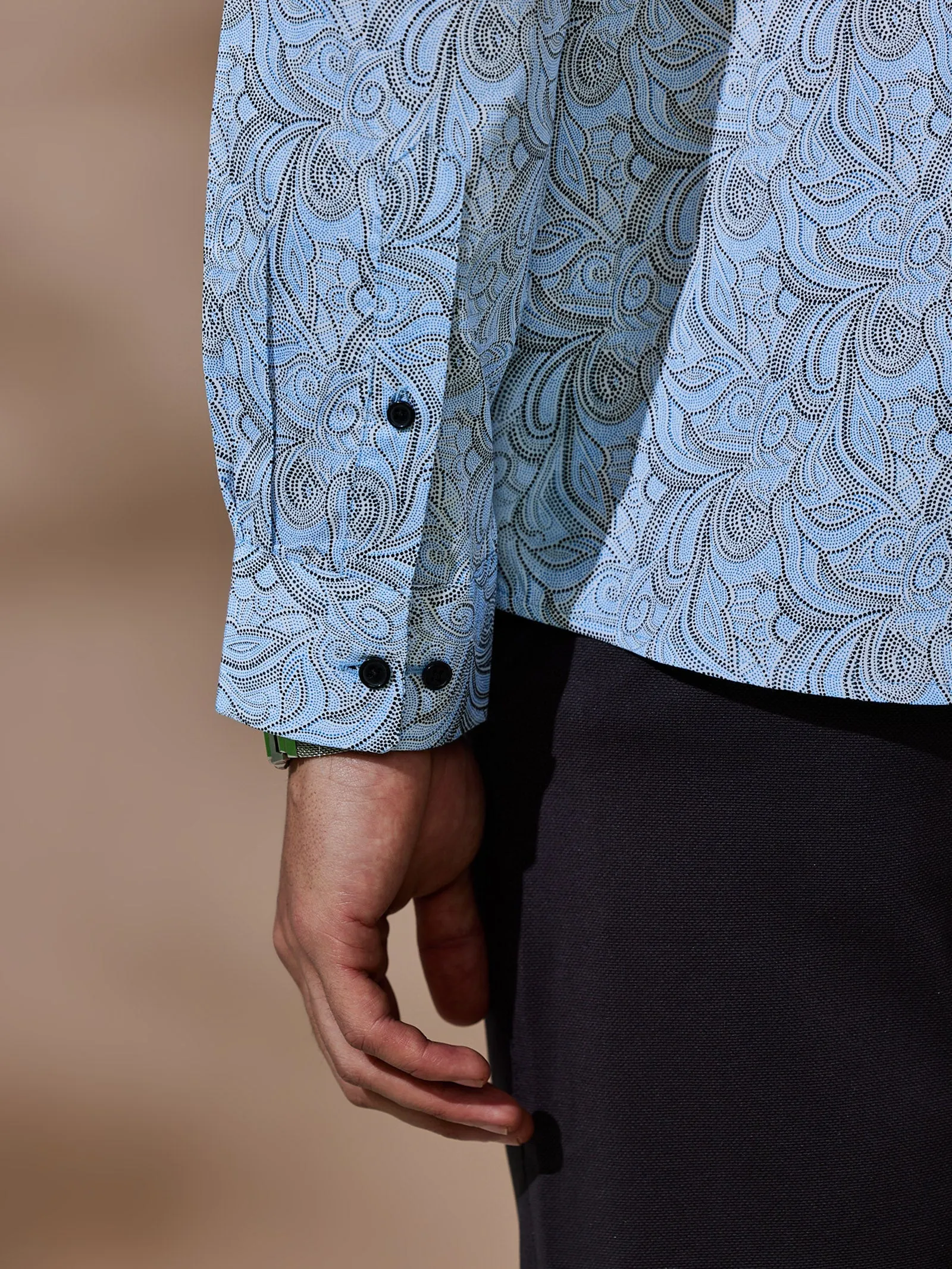 Blue Printed Party Wear Shirt