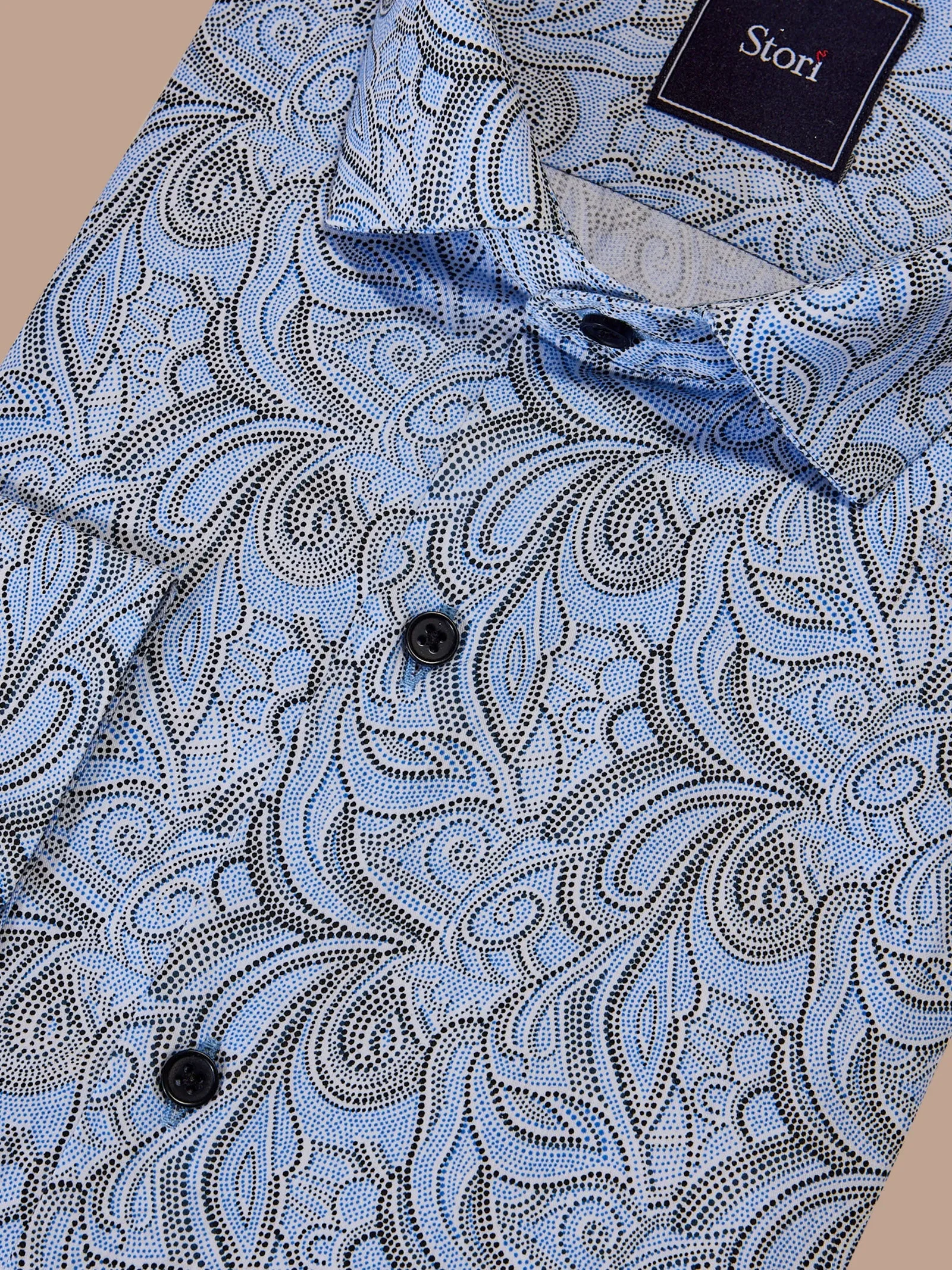 Blue Printed Party Wear Shirt