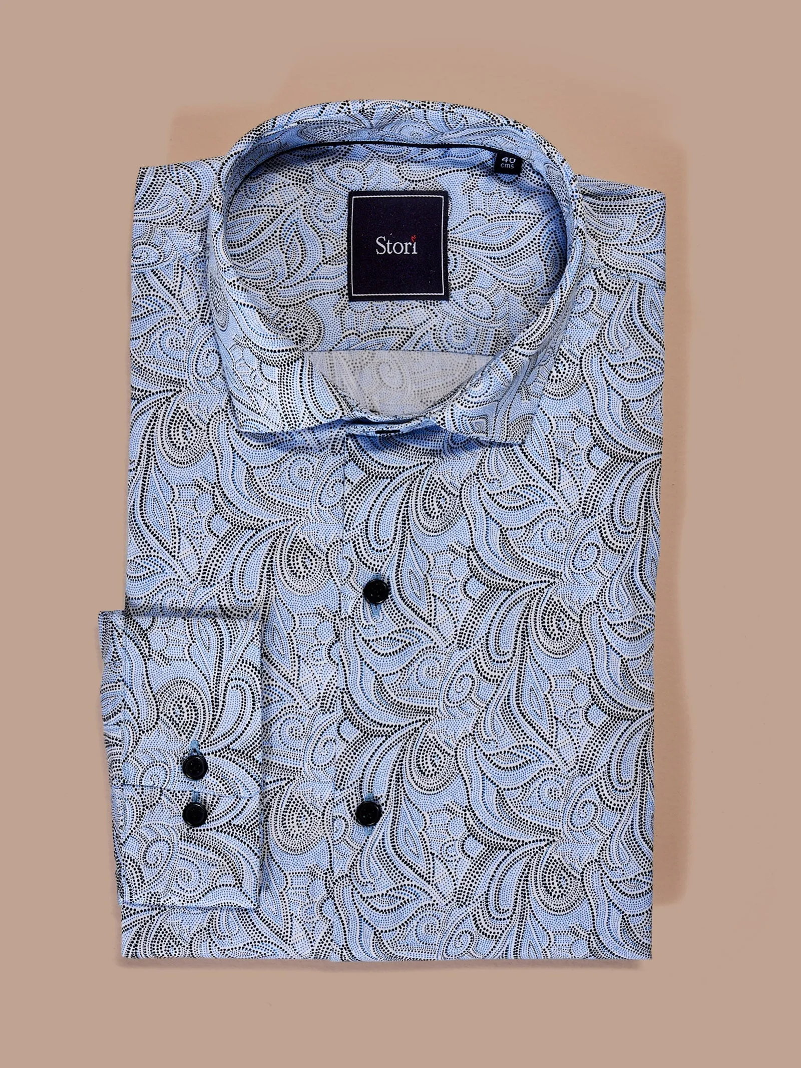 Blue Printed Party Wear Shirt