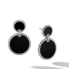 DY Elements Double Drop Earrings with Black Onyx and Pave Diamonds