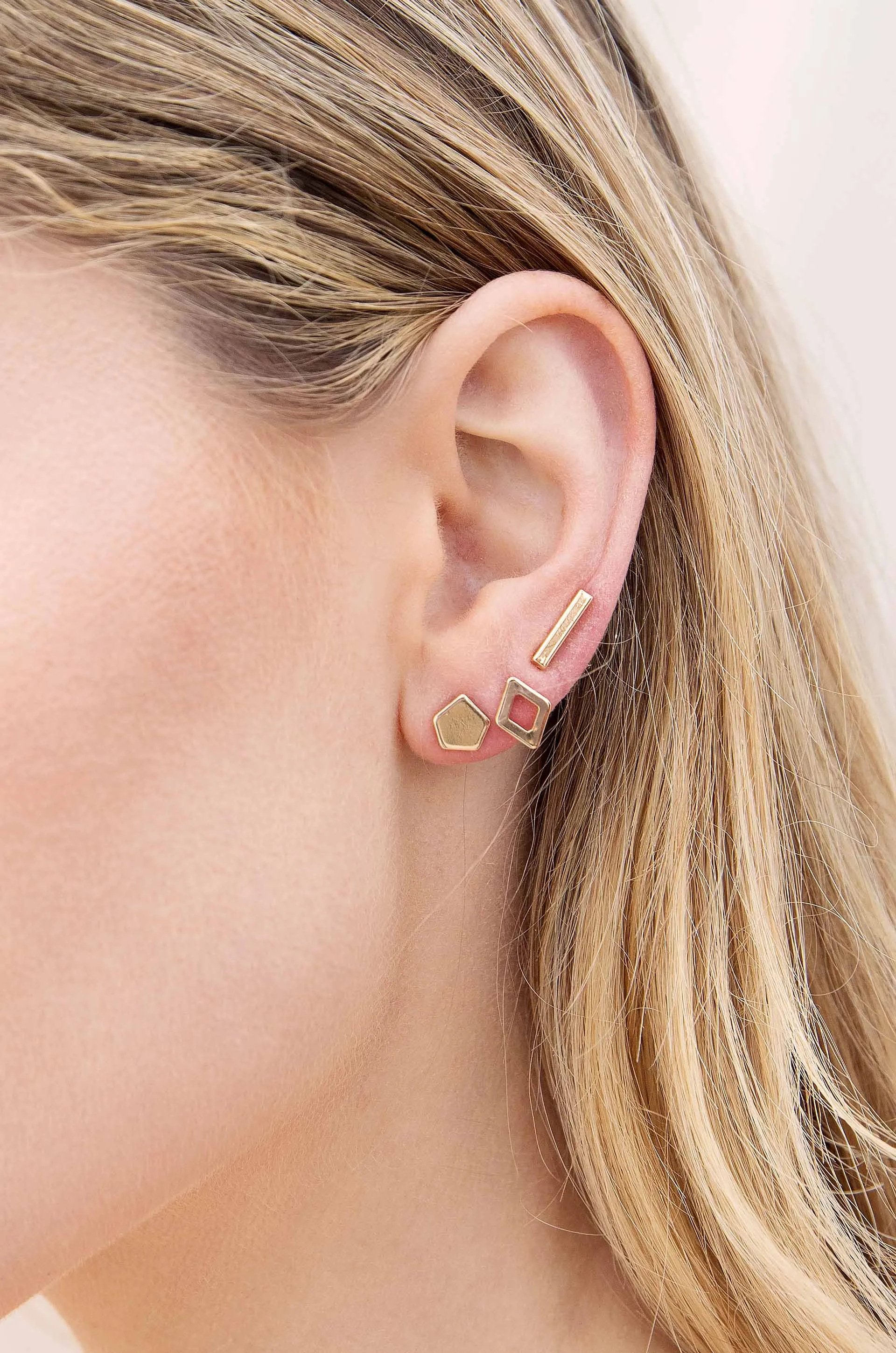 Geometric 18k Gold Plated Boxed Stud Set