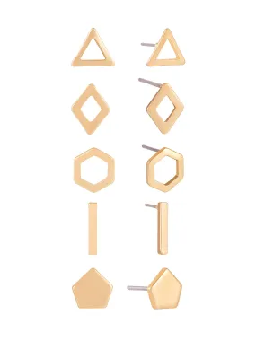 Geometric 18k Gold Plated Boxed Stud Set