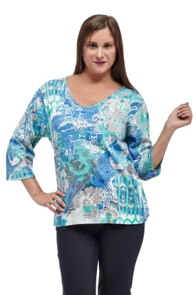 La Cera Multi Printed Tunic Top