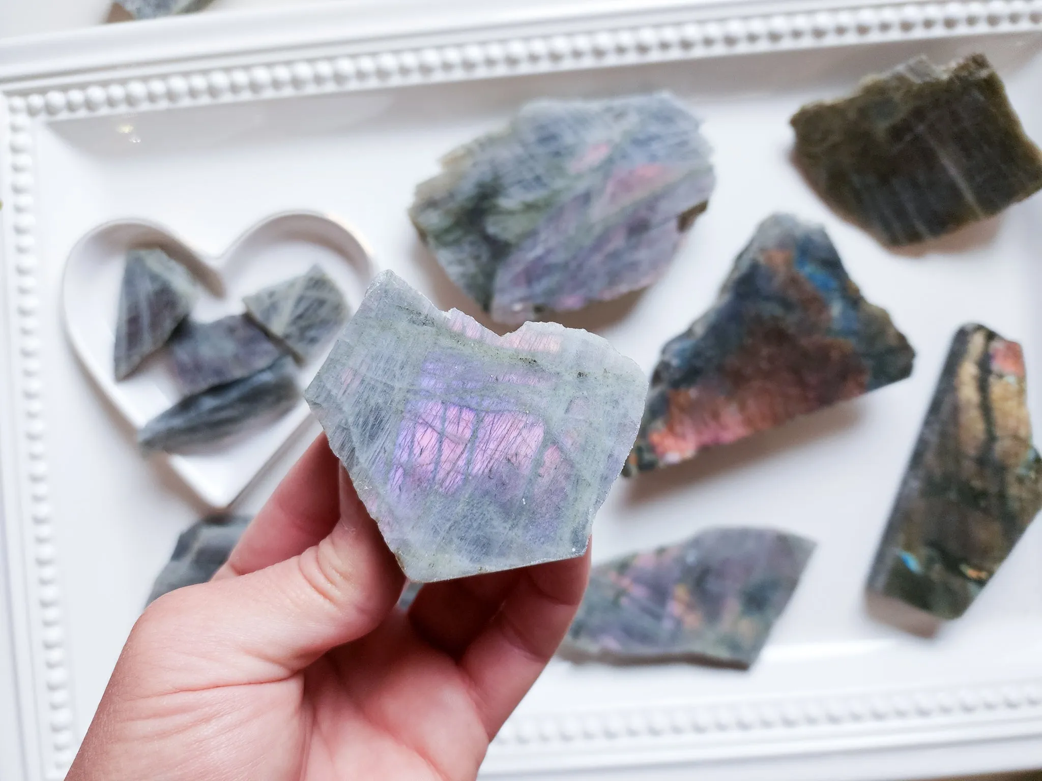 Labradorite Free Form Raw & Polished || Grade A Purple Pink Sunset Flash