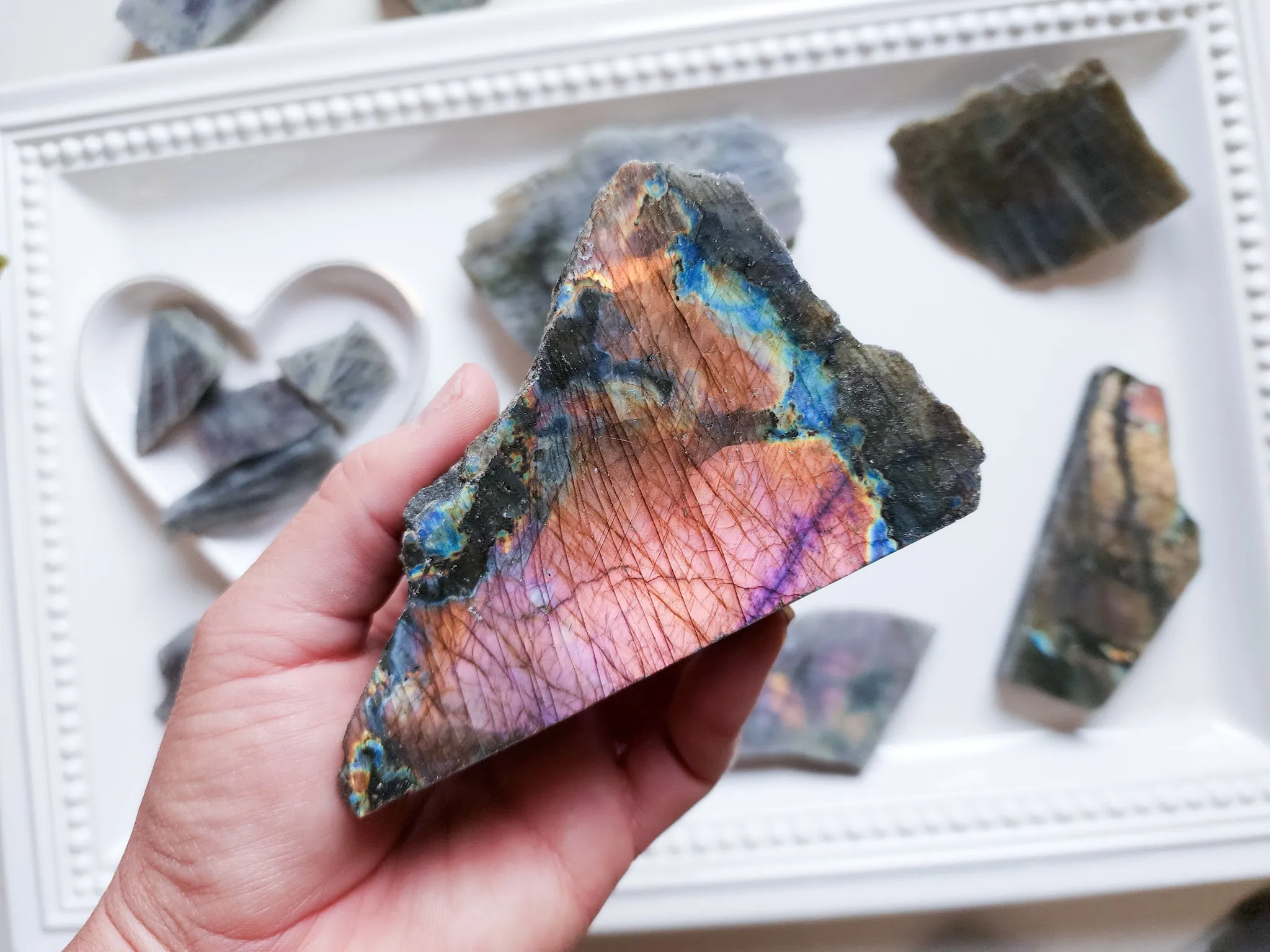 Labradorite Free Form Raw & Polished || Grade A Purple Pink Sunset Flash