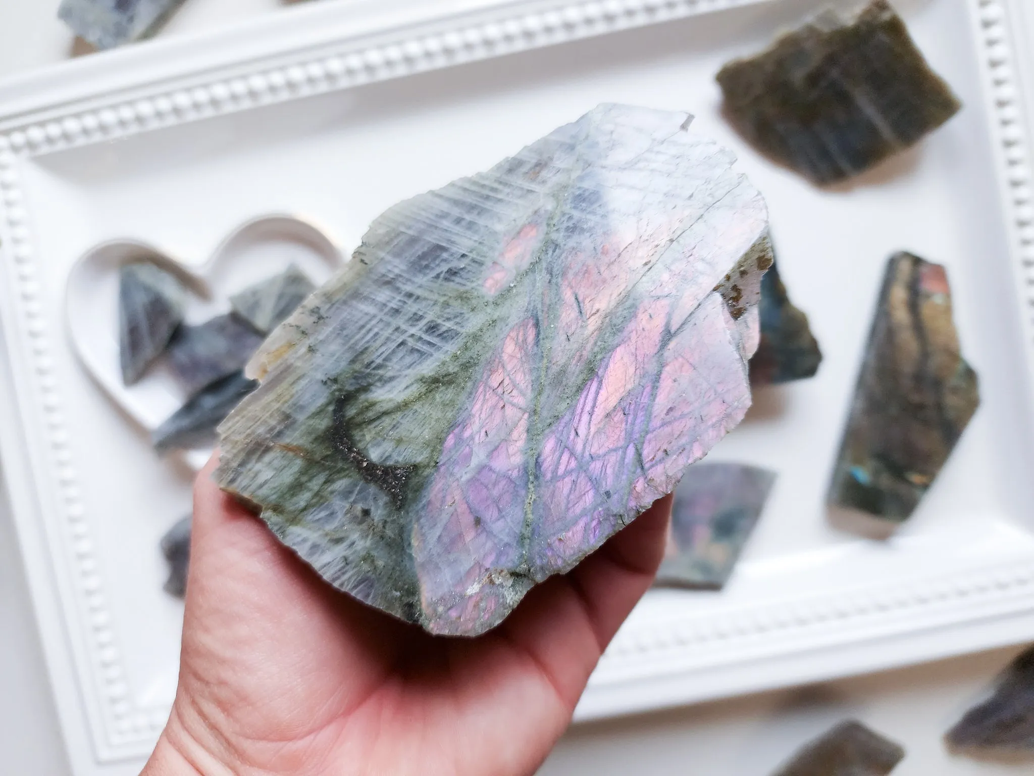 Labradorite Free Form Raw & Polished || Grade A Purple Pink Sunset Flash