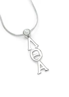 Lambda Theta Alpha Sterling Silver Lavaliere with Synthetic Pearl