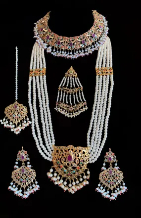 Leah bridal set in Navratan  with pearls   ( SHIPS IN 4 WEEKS)