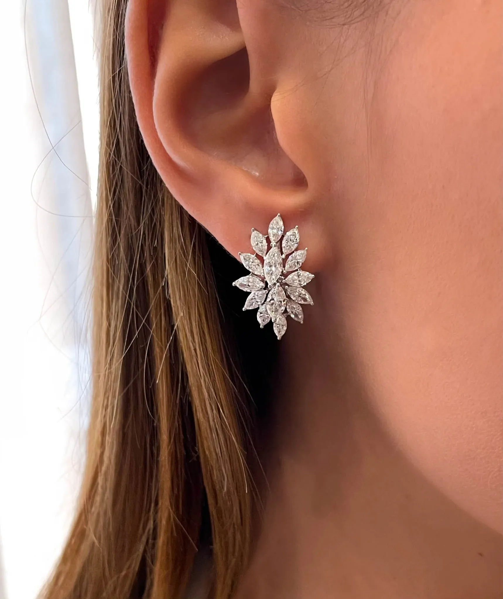 Marquise Diamond Cluster Earrings