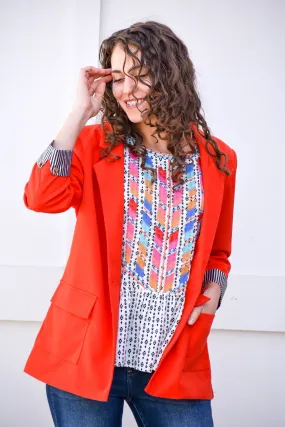 Melanie Tomato Red Blazer Jacket