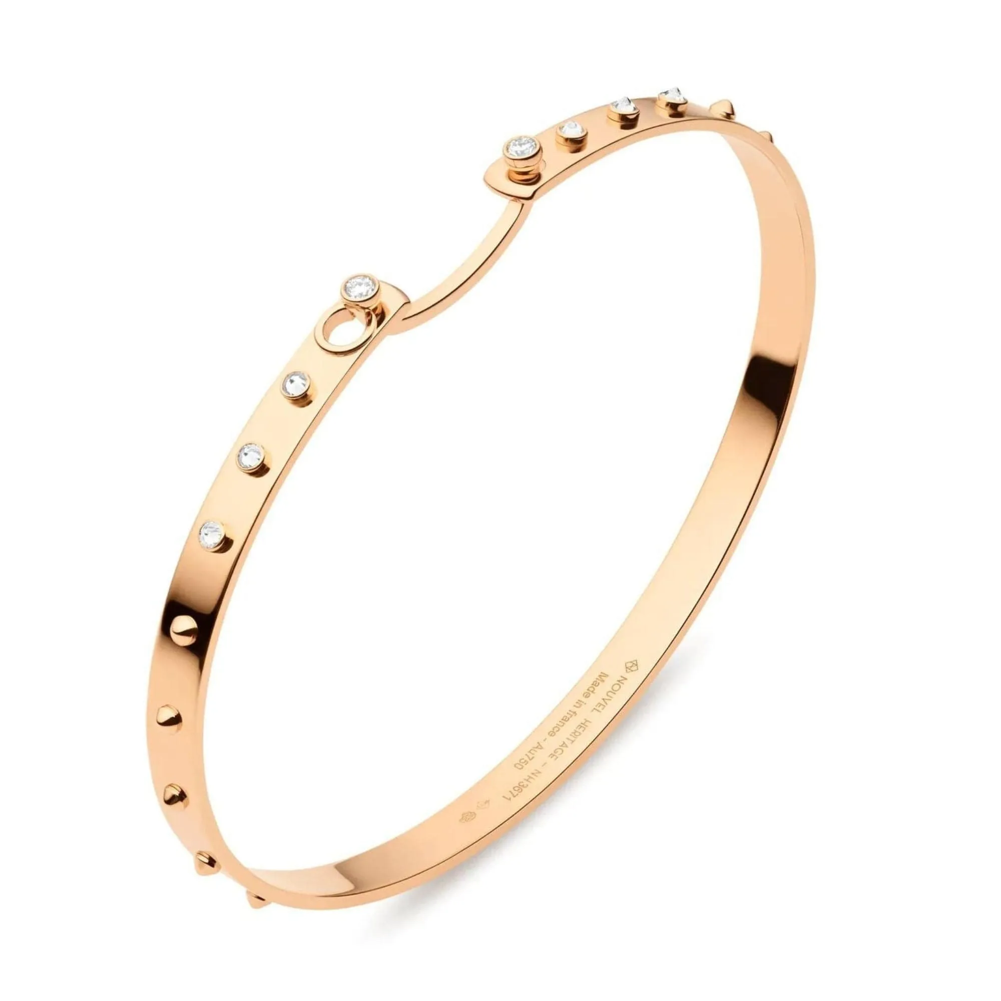 NOUVEL HERITAGE 18K ROSE GOLD 4MM BRUNCH IN NY MOOD STUDDED BANGLE BRACELET 0.15CTW