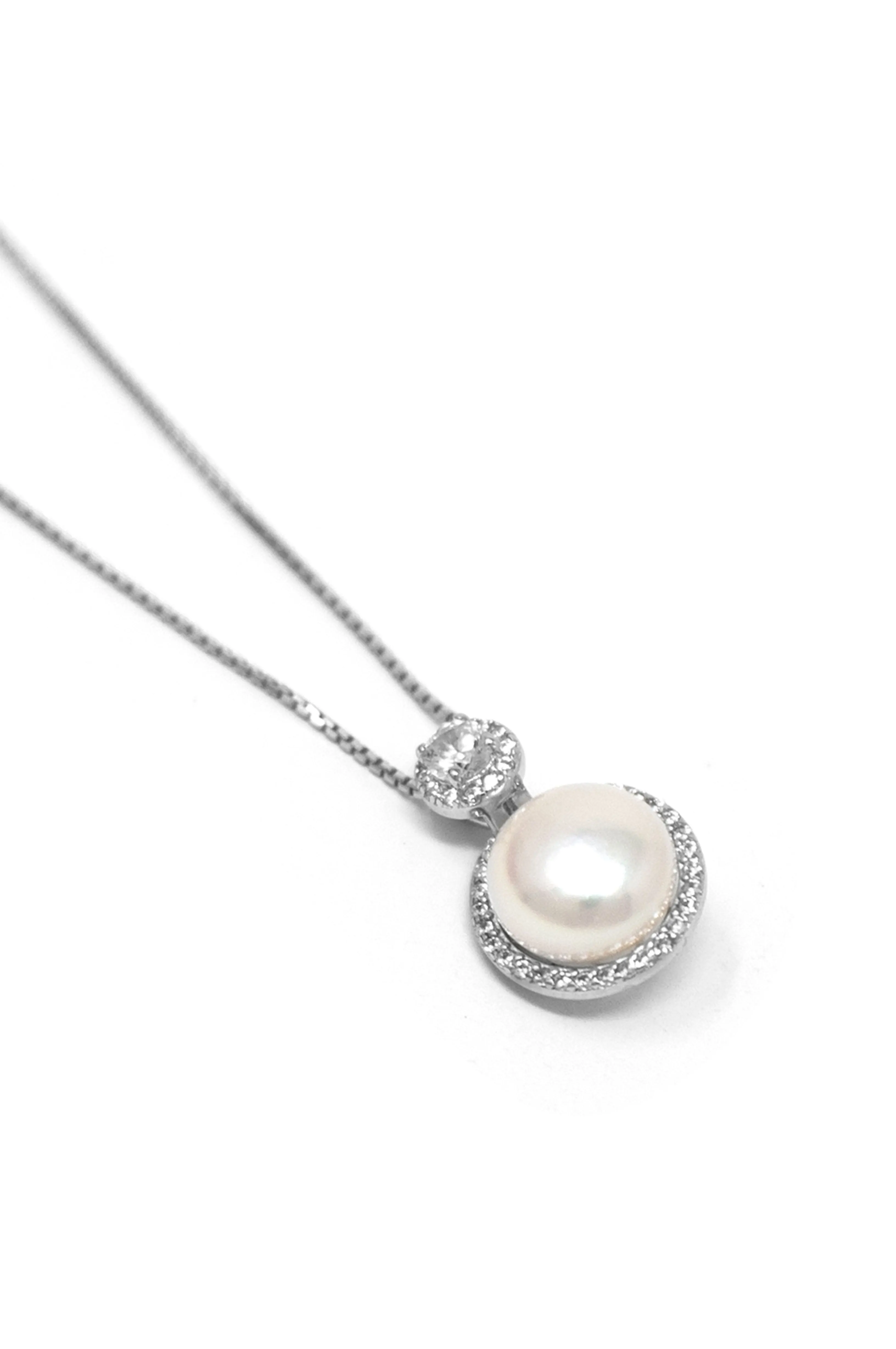 Pearl With A Bling Sterling Silver Pendant Set