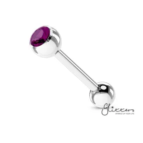 Press Fit Purple Gem Set Top with Surgical Steel Tongue Barbells