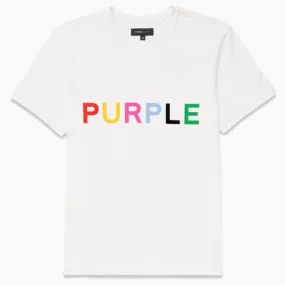 Purple Brand Colours Wordmark Brilliant White Clean Jersey SS Tee (White)