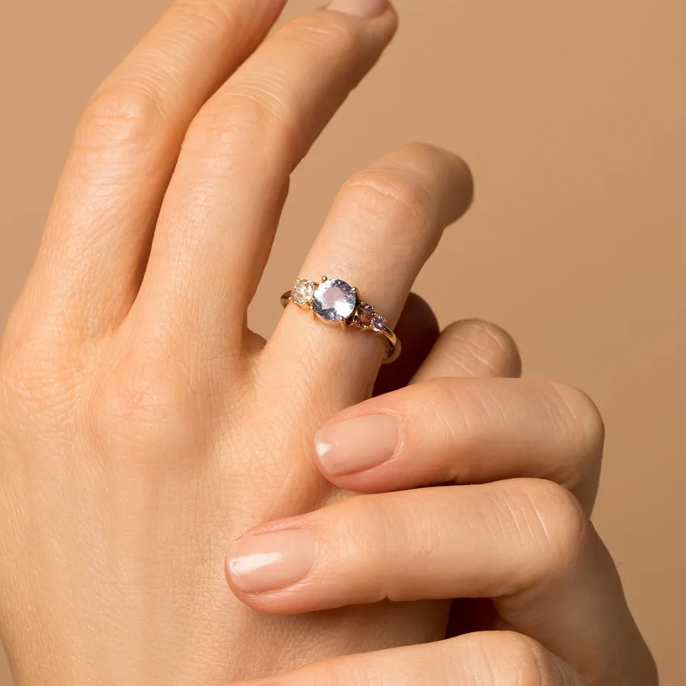 Ratnapura Spinel Line Cluster Ring