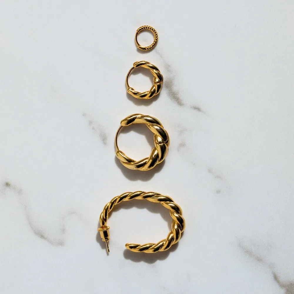 Rope Mini Micro Hoop Earrings - Gold