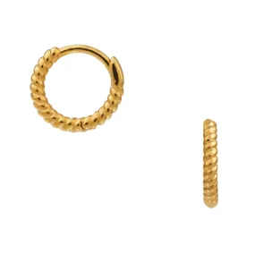 Rope Mini Micro Hoop Earrings - Gold