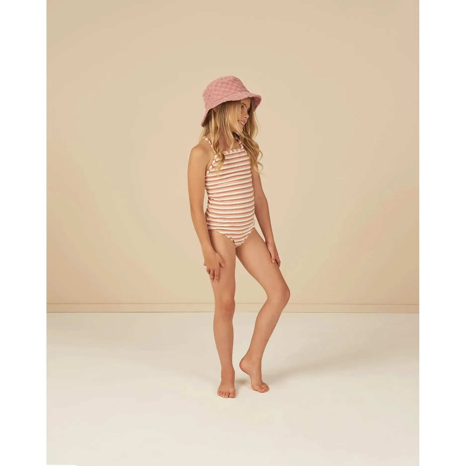 sky one-piece || pink stripe