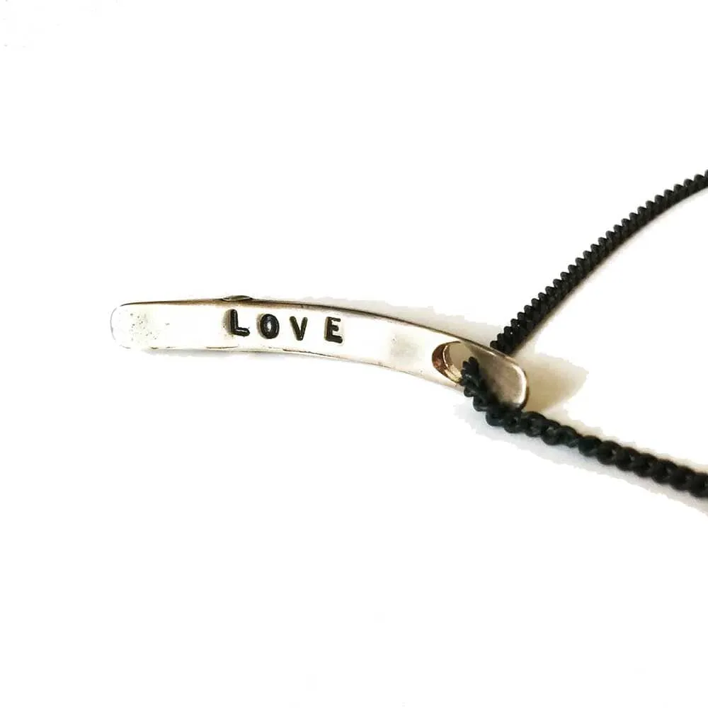 Sliver of a Crescent Moon Love Necklace in Bronze