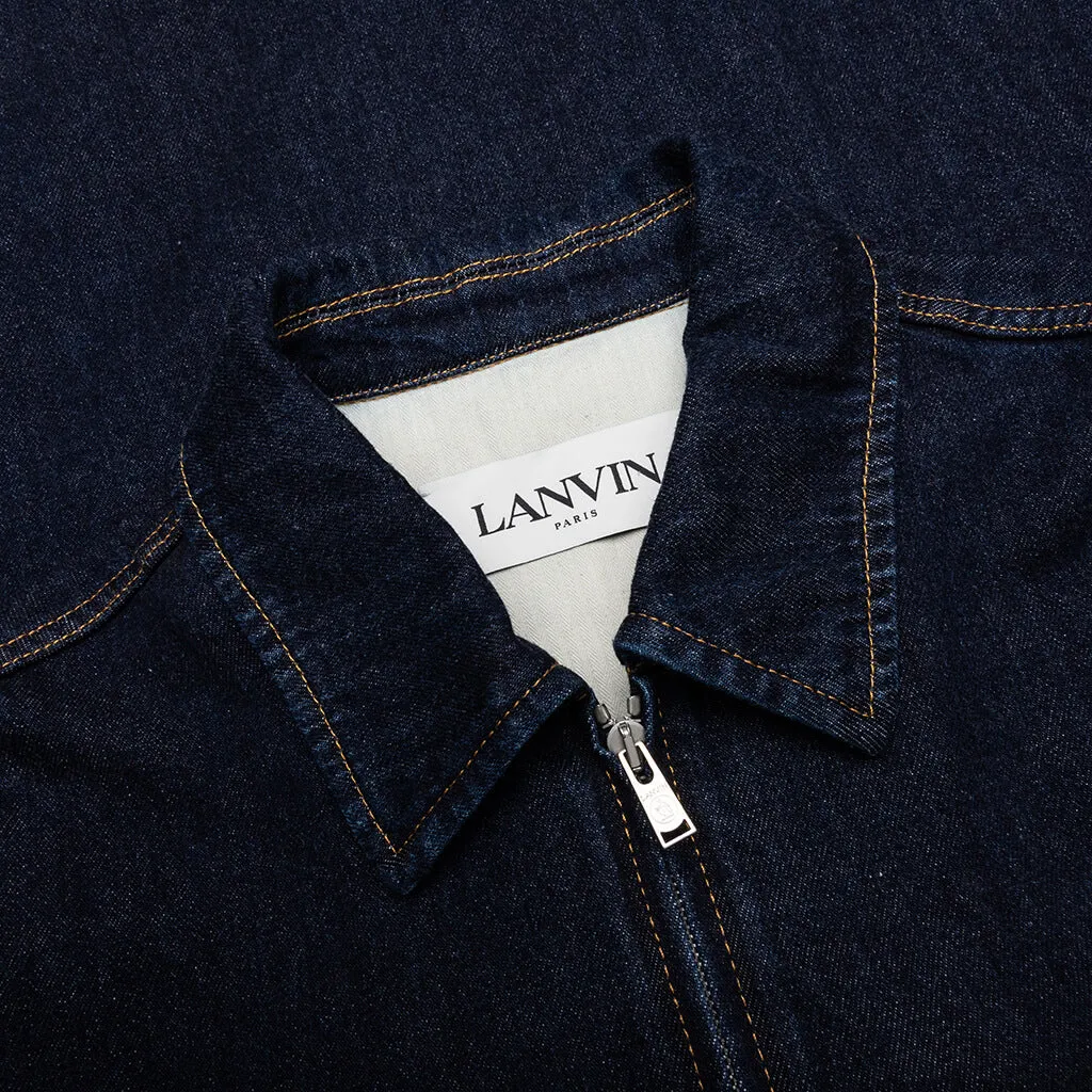 Zipped Denim Shirt - Navy Blue