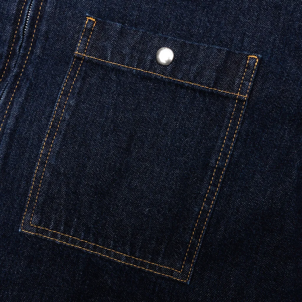 Zipped Denim Shirt - Navy Blue